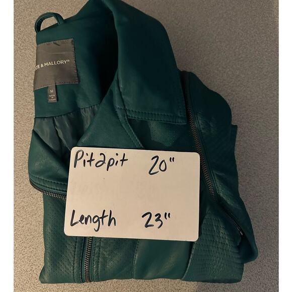 Kate & Mallory Sz M Green Faux Leather Moto Jacket Zip-Off Sleeve biker gorpcore - Picture 7 of 13